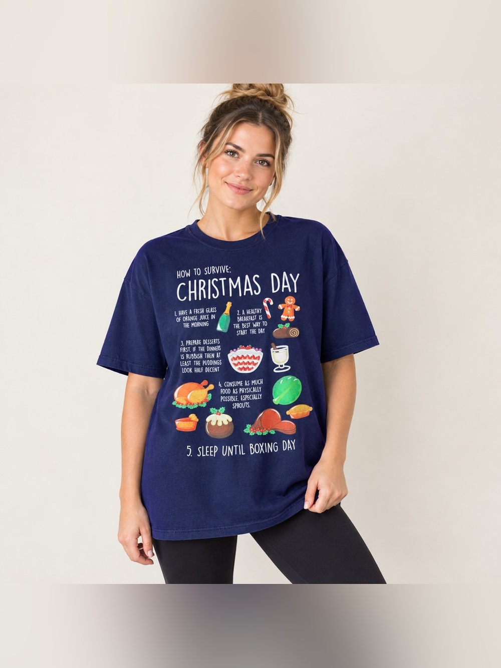 Walnut and 39th Christmas Day Graphic T Shirt Navy Blue Size XL Unisex